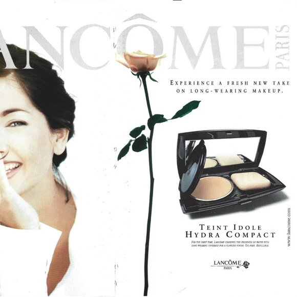 Lancome Paris Long Wearing makeup Hydro Compact AD 1990s Vintage Print Ad 2 PAGE - Picture 3 of 4